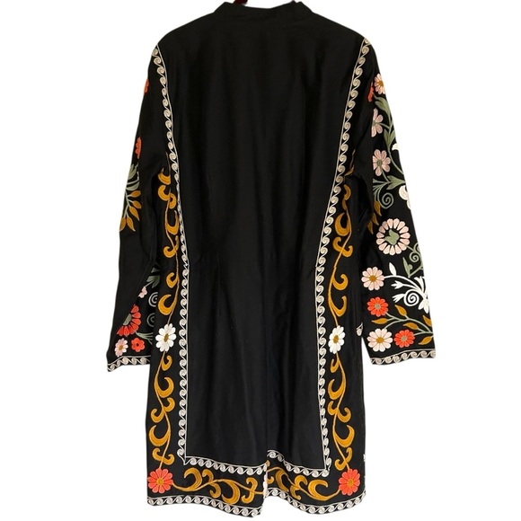 Ruby Yaya Floral Embroidered Long Line Black Jacket Boho Cottagecore - Picture 6 of 12